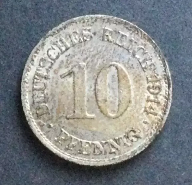 Münze Deutsches Reich 10 Pfennig 1914, Prägestätte E, Cu-Ni