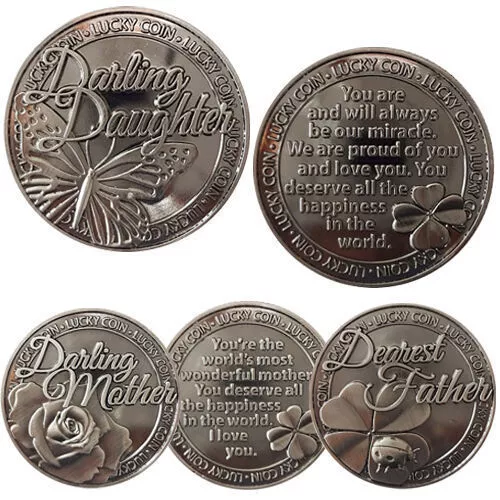 Lucky Coin Sentimental Good Luck Coins Engraved Message Keepsake Gift Set Charm 3