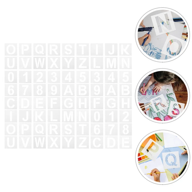 45 Stencil Per Pittura Numerici E Alfabetici - Kit Riutilizzabile In PET Per Fai Da Te Su Pareti, Legno, Vetro E Tela - 3
