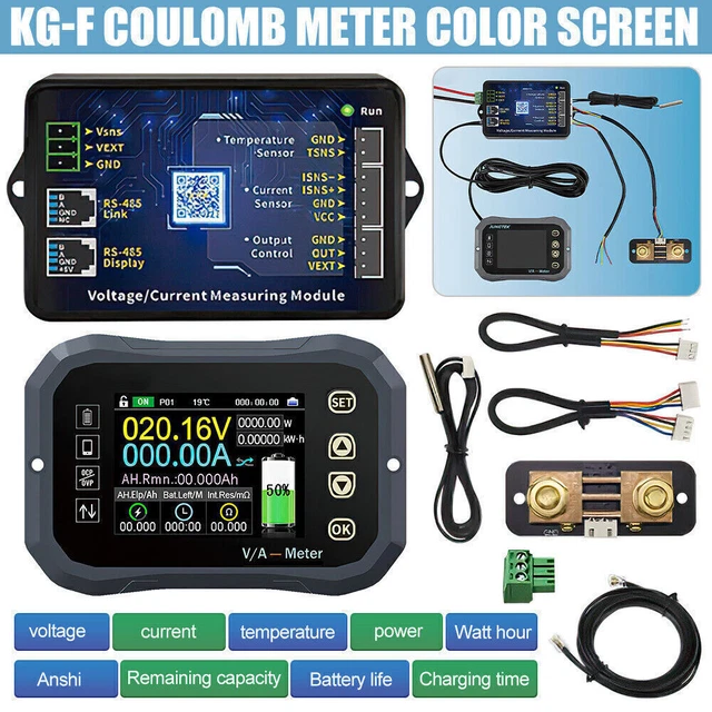 BATTERY MONITOR 0-120V Bluetooth Battery Coulomb Meter Ammeter Mobile ...