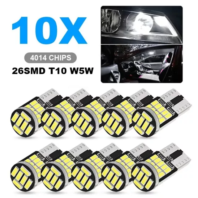 10x LED CAR LIGHTS T10 CAR BULBS ERROR FREE CANBUS 26SMD XENON W5W 501