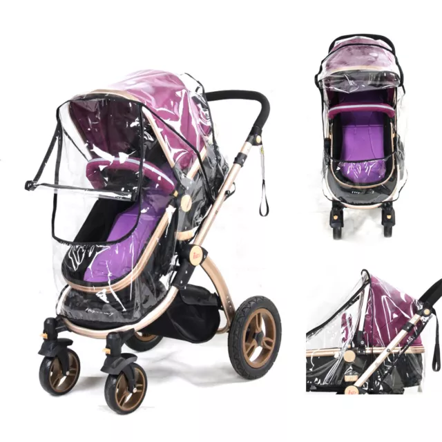 Universal Rain Cover Buggy Pushchair Stroller Pram Clear Transparent Wind Shield