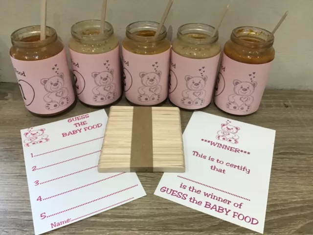 Guess the Baby Food Baby Shower Game Pink Girl 10 20 30 +players 2