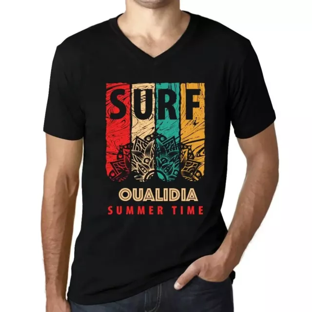 ULTRABASIC Homme Tee-Shirt Col V Surf D'Été En Oualidie Summer Time Surf In