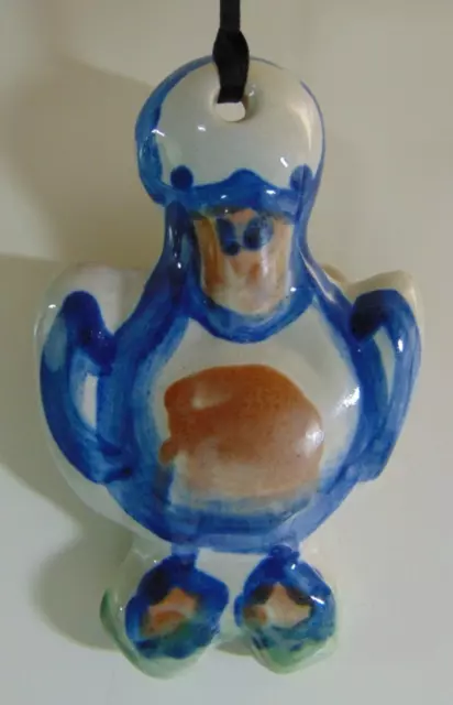 M A Hadley Pottery Duck Ornament or Wall Hanging 4" Tall Signed