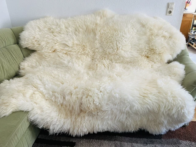Schlaffell Alfombra de Piel Manta de Oveja 6er Blanco Cama 6er Piel de Chimenea