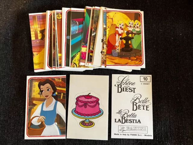 Lot 52 Vignettes Stickers Panini La Belle Et La Bete Disney 1992 Sans Doubles