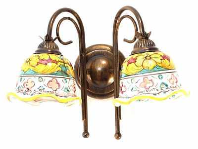 Applique Lampada Da Parete Classico Ceramica Siciliana Decorata Giulia/Ap2