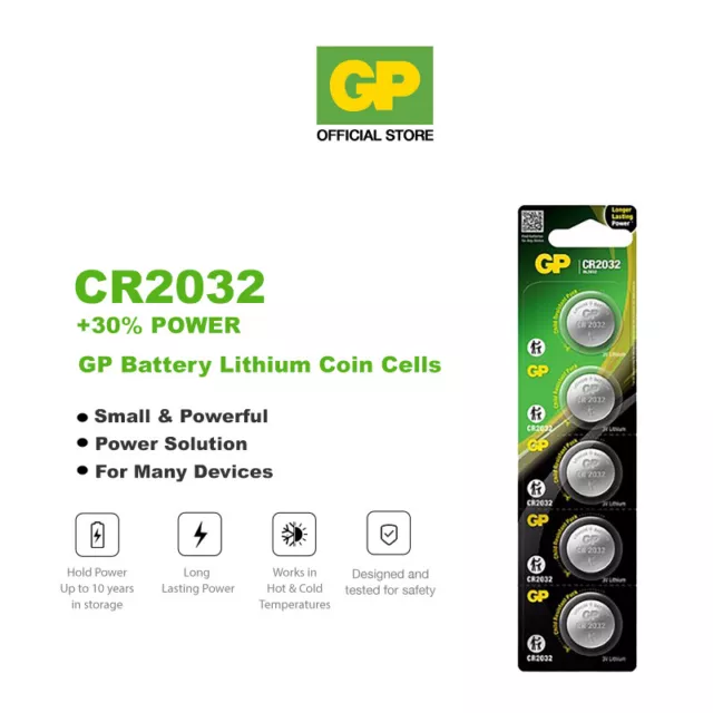CR2016 CR2025 CR2032 3V Lithium Coin Cell Battery | Pack of 5 | Genuine GP Brand