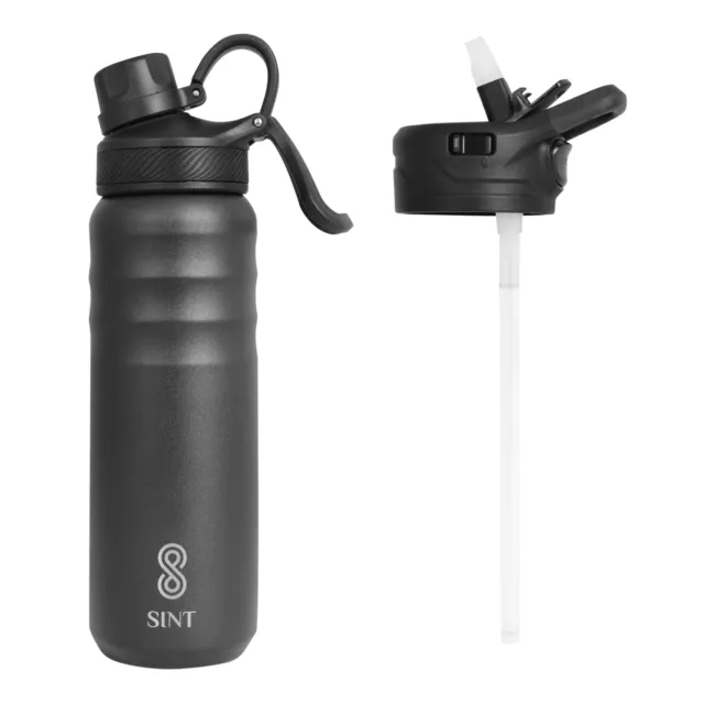 SINT Sports Bottle With Double Lid 24 Oz Leak Proof - Stainless Steel Gym & S...