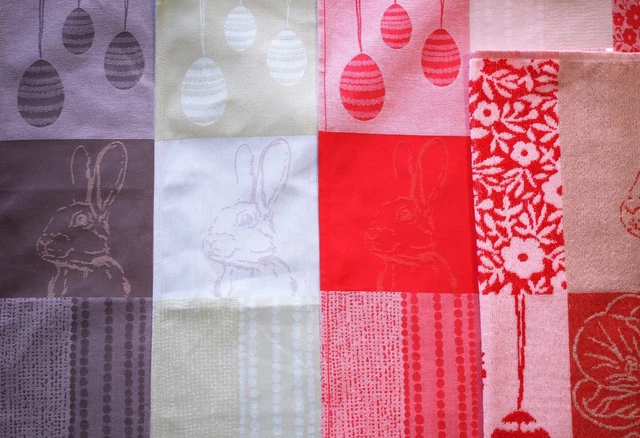 Sander Geschirr-Küchen-Trockentuch Ostern Hase Eier Blumen Baumwolle Frottier 3