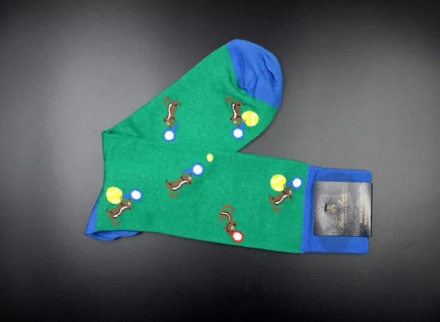 Brooks Brothers Mens Green Chipmunk Made in Italy cotton blend crew socks