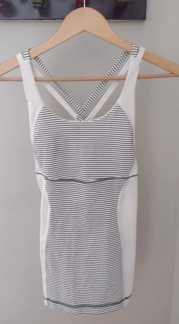 LULULEMON Run Energy Tank Top Est 4 Stripe Angel Wing Hyper Yoga Run Gym Bra