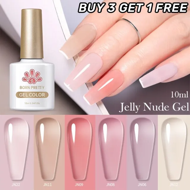 BORN PRETTY 10ml Jelly Nude Gel Nail Polish Translucent Soak Off UV LED Varnish