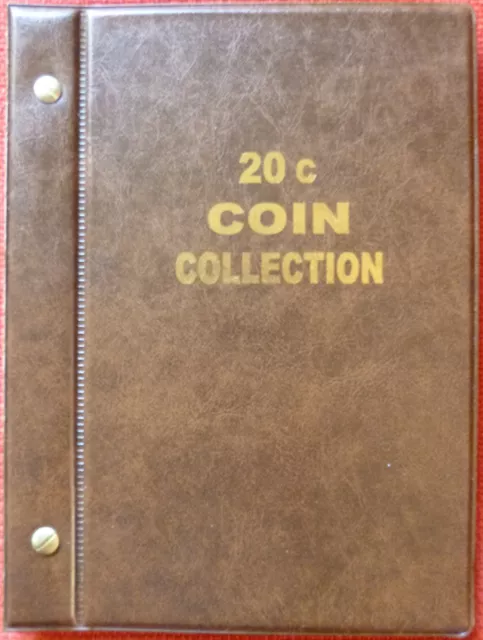 VST AUSTRALIAN 20c COIN ALBUM 1966 to 2023 MINTAGES PRINTED -  BROWN COLOUR