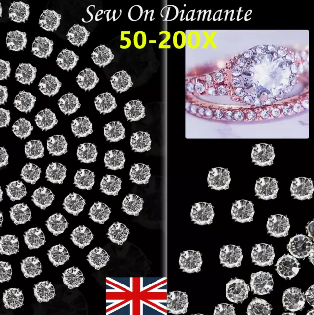 50-200x Crystal Clear Glass Diamante Claw Set Rhinestones Sliver Setting Glass