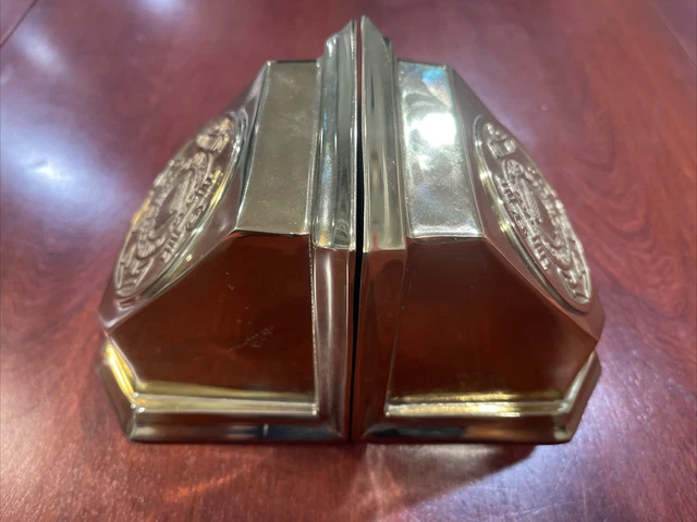 Rare Vintage 1995 VIRGINIA METALCRAFTERS Coast Guard Brass Bookends MilitarySeal 3