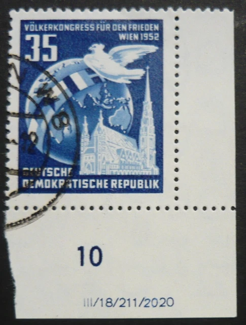 DDR MiNr. 321 YIl DV gestempelt Druckvermerk aus der Bogenecke BPP-geprüft!!
