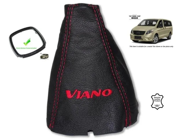 Gear Gaiter Plastic Frame For Mercedes Viano 2014-2018 Leather Red Embroidery