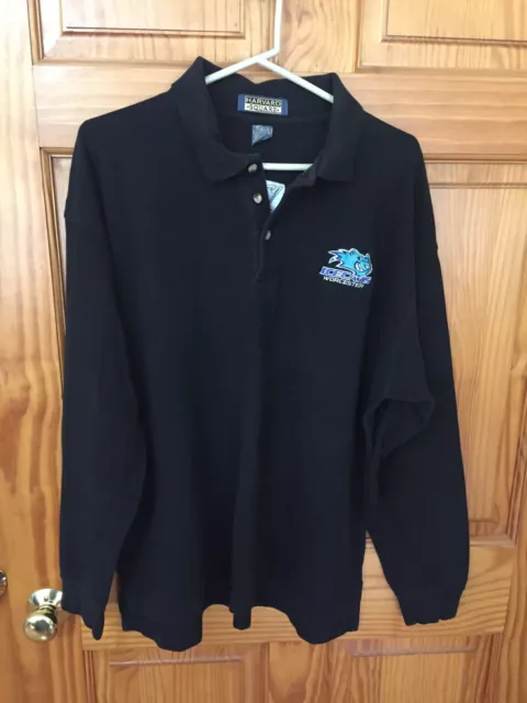 Mens Worcester Icecats Ahl Hockey Embroidered Long Sleeve Polo Shirt....size Xxl