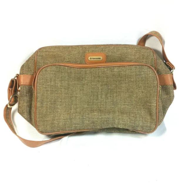 Vintage Samsonite Bag Suitcase Luggage Carry On shoulder bag multi pocket brown
