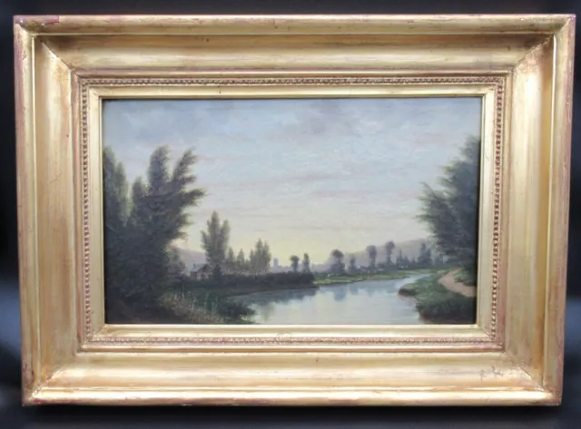 Huile sur toile du XIXème école de Barbizon « Paysage » signé