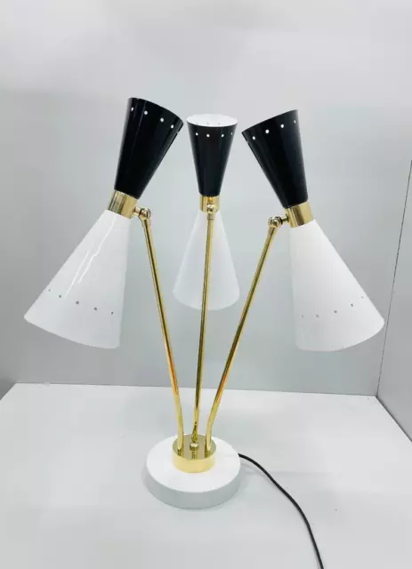 20th Century Italian Adjustable White Black Table Lamp in the Style of Stilnovo