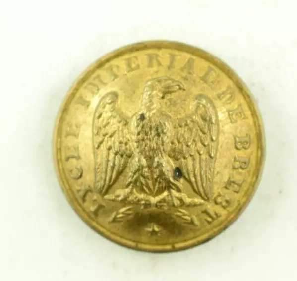 19th Cent. France Lycee School Eagle Vintage Original Uniform Button 2 N2D