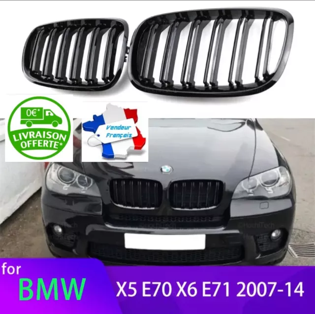 Grille De Calandre Noir Brillant Double Lame Bmw X6 X5 E70 E71 De 2008 A 2014