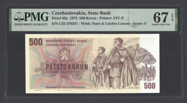 Czechoslovakia 500 Korun 1973 P93a Uncirculated Grade 67