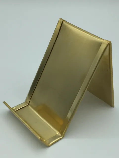 Vertical Solid Brass Business Card Holder Made in USA Anniversary Gift Desk
