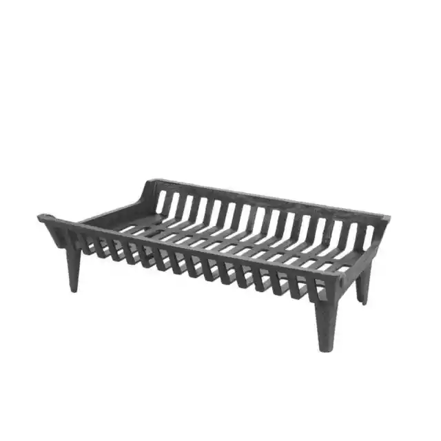 Heavy-Duty 27 in. Cast Iron Fireplace Grate Black with 4 in. Clearance