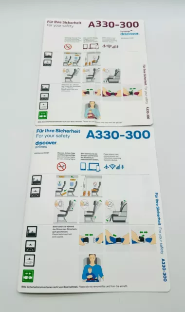 2x Safety Card Sicherheitskarte Eurowings Discover / Discover Airlines A330-300