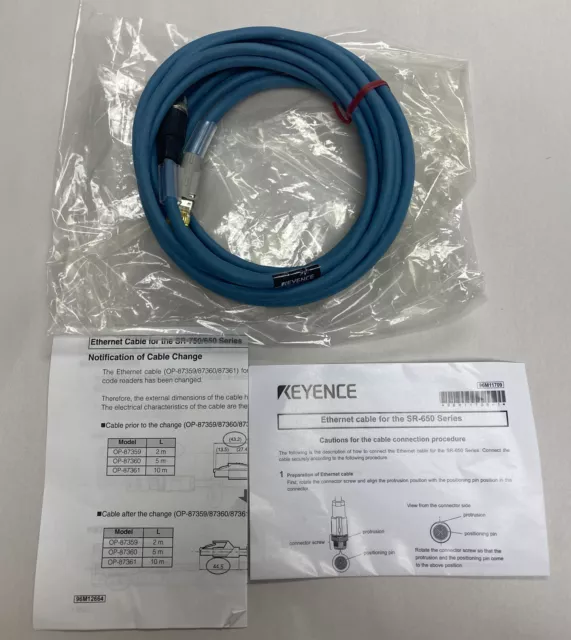 Keyence,OP-87360 5M,Ethernet Cable for Series SR-750/650