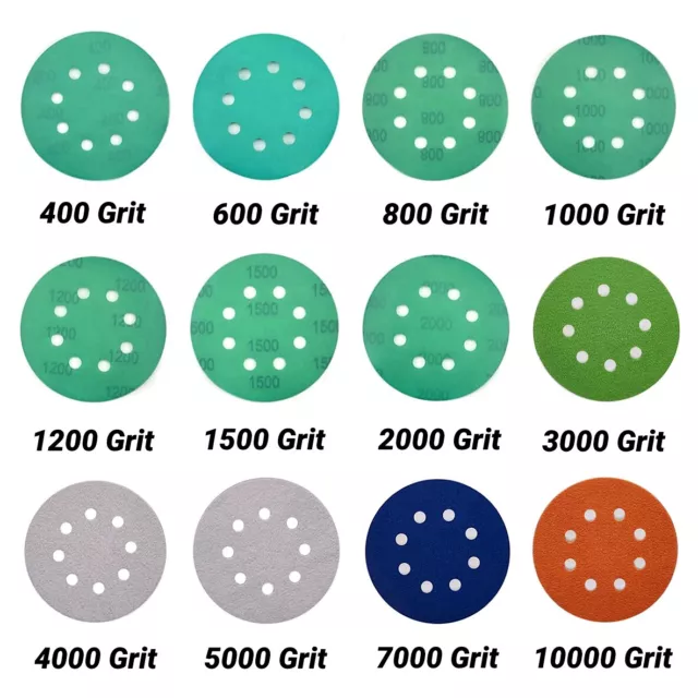 5in Sanding Discs 400-2000 Grit Wet Dry Sandpaper Hook Loop Orbital Sander Paper