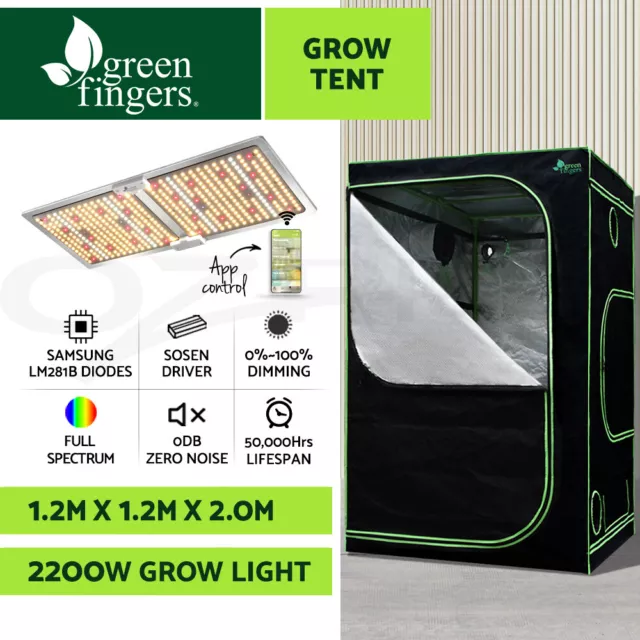 Greenfingers Grow Tent 2200W LED Grow Light Hydroponics Kits System 1.2x1.2x2M