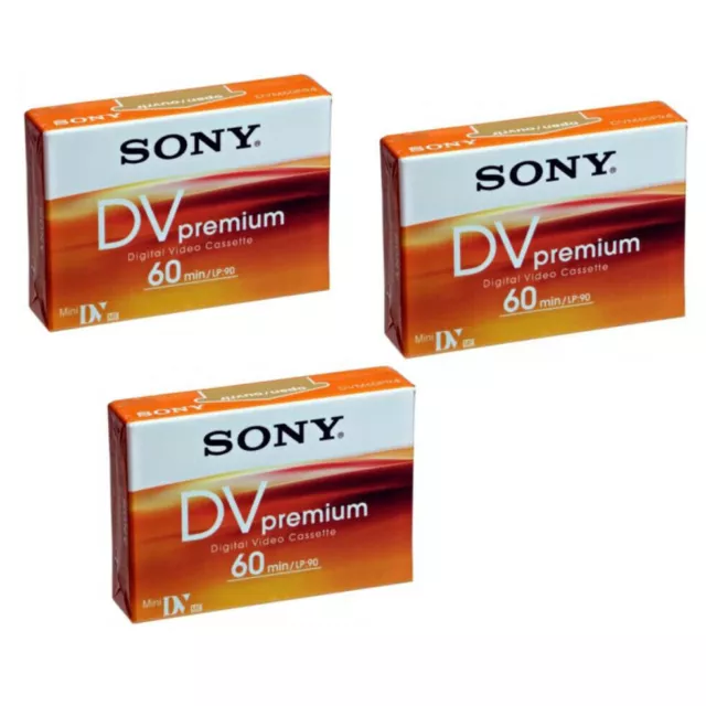 3 cassette video mini-dv SONY PREMIUM DV 60 min.Sp /90 min LP DVC CASSETTA