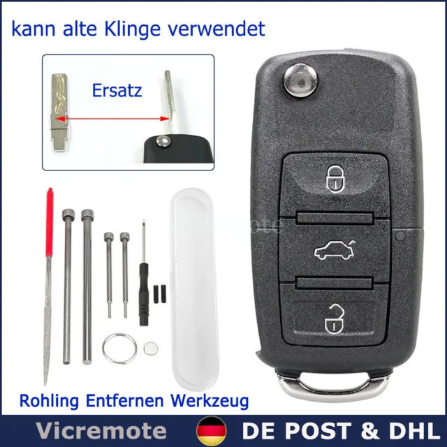 3 Tasten Ersatz Auto Klappschlüssel Gehäuse für VW Passat Polo Golf 5 SEAT SKODA