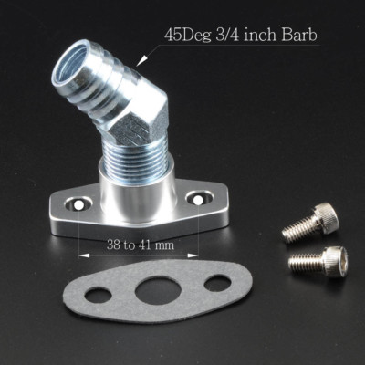 Aluminum Turbo Oil Return Flange TD04 TD05 w/IHI RHF4 RHB4 RHB5 45DEG 3/4" Barb