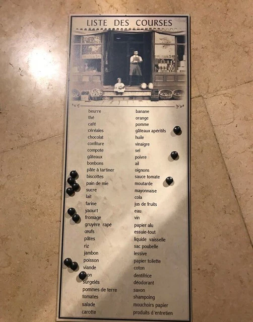 FRENCH metal SHOPPING MEMO LISTE DES COURSES COMMISSIONS Plaque  old store shop