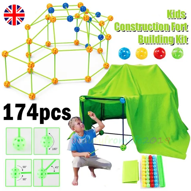 174Pcs Building Your Own Den Set Kit Children DIY Tent Play House Kids Tents HOT