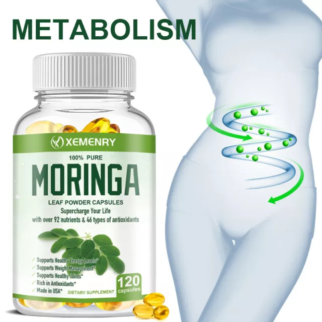 Moringa 1000mg - 100% Pure Natural Green Superfood, Energy Booster, Antioxidant