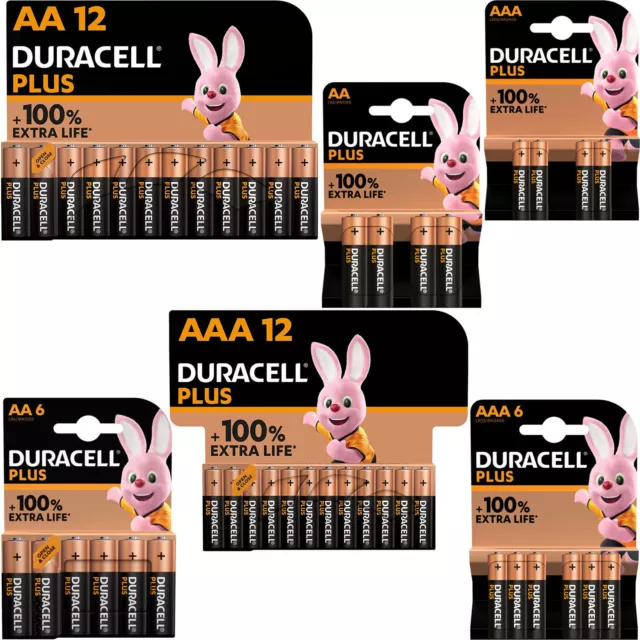 Duracell Plus 100% Extra Power AA AAA Batteries Alkaline LR03, LR6 Long Expiry