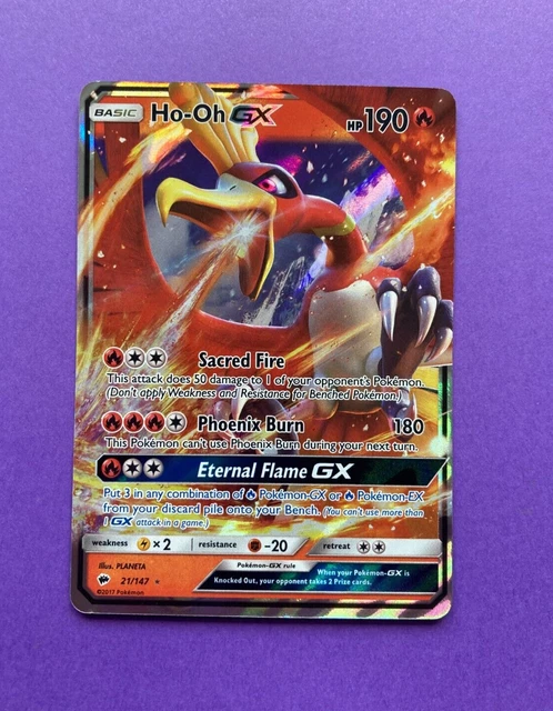 Pokemon S&M Brennende Schatten 21/147 Ho-Oh Gx Halbe Kunst Ultra Selten