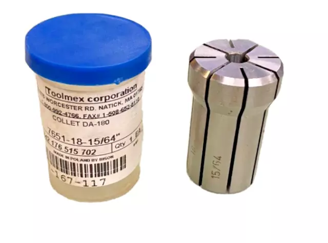 New Toolmex DA-180 15/64" (.234") Double Angle Collet 7-167-117
