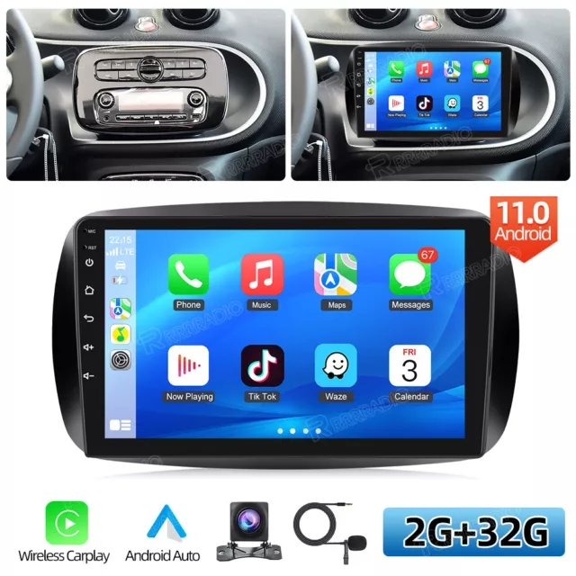 Für Mercedes Benz Smart Forfour Fortwo 453 GPS Autoradio Android 13 Navi Carplay