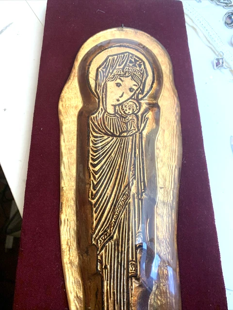 Bassorilievo Vetro Di Murano Madonna Bizantina Cm 40 Anni 70 Ferro E Cimegotto