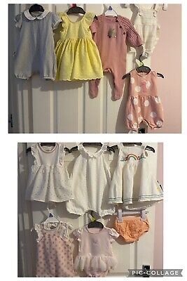 Baby Girl Clothes Romper Dress Bundle 0-3 months Mothercare,M&S and other summer