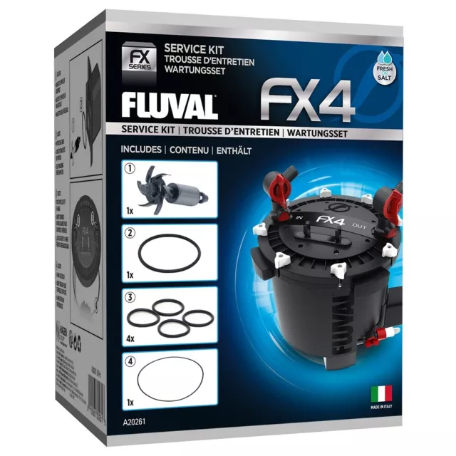 Fluval FX4 Service Kit - Includes Impeller & Orings - Maintenance Pack Filter UK