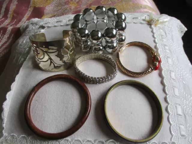 Set of 6 bangles bracelets cuffs various colours materials